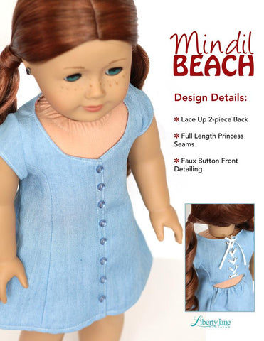 Liberty Jane 18 Inch Modern Mindil Beach Dress 18" Doll Clothes Pattern larougetdelisle