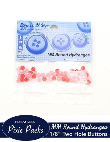 larougetdelisle Pixie Packs Dress It Up Micro Mini Round Hydrangea Buttons 1/8" or 4mm larougetdelisle