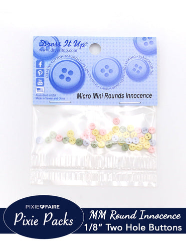 larougetdelisle Pixie Packs Dress It Up Micro Mini Round Innocence Buttons 1/8" or 4mm larougetdelisle