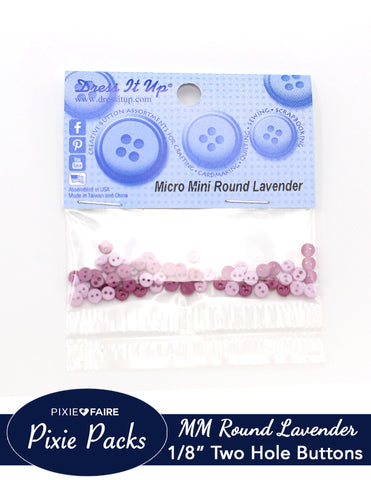 larougetdelisle Pixie Packs Dress It Up Micro Mini Round Lavender Buttons 1/8" or 4mm larougetdelisle