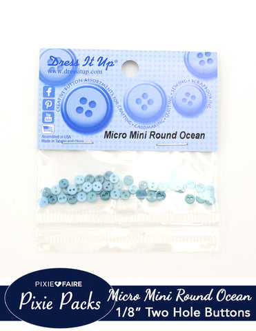 larougetdelisle Pixie Packs Dress It Up Micro Mini Round Ocean Buttons 1/8" or 4mm larougetdelisle