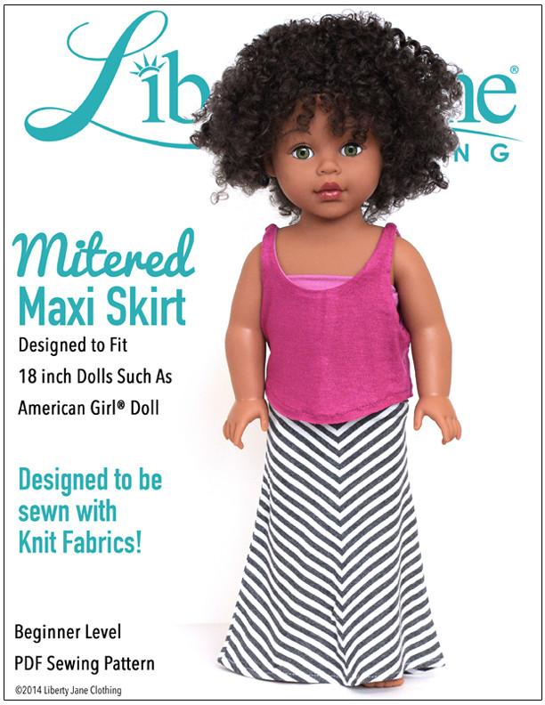 Liberty Jane Mitered Maxi Skirt Doll Clothes Pattern 18 Inch American Girl Dolls