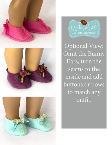 My Angie Girl Shoes Felt Bunny Slippers 18" and 14.5" Doll Shoe Pattern larougetdelisle