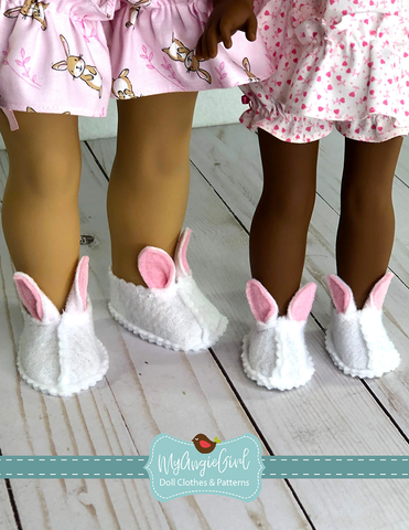 My Angie Girl Shoes Felt Bunny Slippers 18" and 14.5" Doll Shoe Pattern larougetdelisle