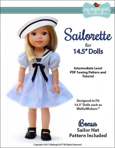 My Angie Girl WellieWishers Sailorette 14.5" Doll Clothes Pattern larougetdelisle
