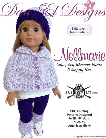Dan-El Designs Knitting Nellmarie Knitted Outfit 18 inch Doll Clothes Knitting Pattern larougetdelisle