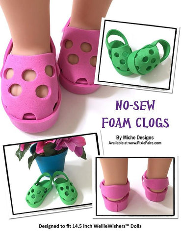 Miche Designs WellieWishers No-Sew Foam Clogs 14.5" Doll Clothes Pattern larougetdelisle