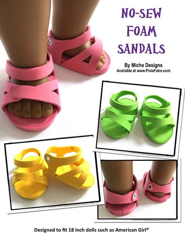 Miche Designs Shoes No-Sew Foam Sandals 18" Doll Shoe Pattern larougetdelisle