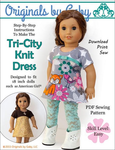 Originals by Gaby 18 Inch Modern Tri-City Knit 18" Doll Clothes Pattern larougetdelisle