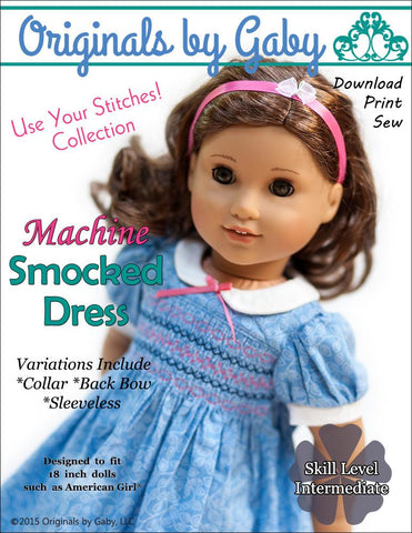 Originals by Gaby 18 Inch Modern Smocked Dress 18" Doll Clothes Pattern larougetdelisle