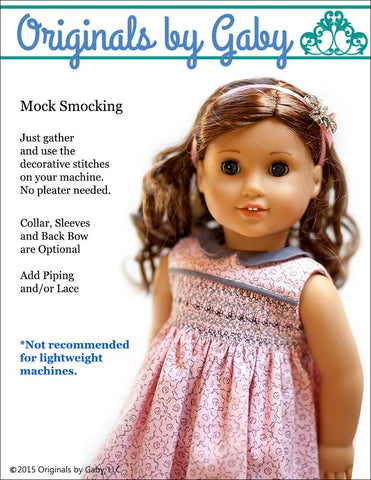 Originals by Gaby 18 Inch Modern Smocked Dress 18" Doll Clothes Pattern larougetdelisle