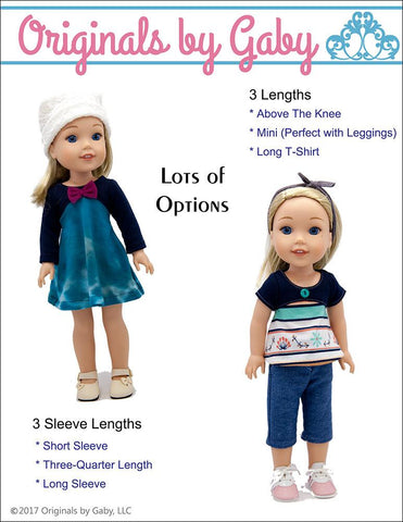 Originals by Gaby WellieWishers Tri-City Knit Dress 14-14.5" Doll Clothes Pattern larougetdelisle