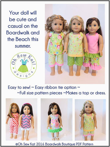 Oh Sew Kat 18 Inch Modern Boardwalk Boutique Halter Top & Capris 18" Doll Clothes Pattern larougetdelisle