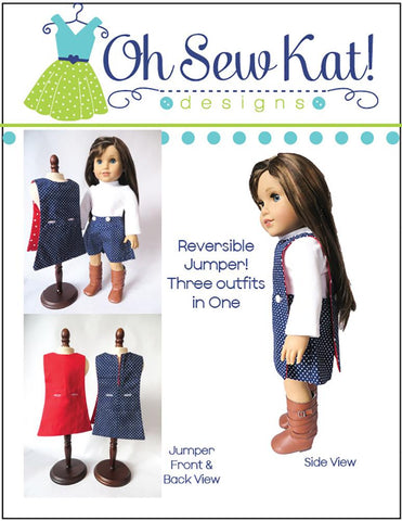 Oh Sew Kat 18 Inch Modern Jumping Jack 3 in 1 Jumper Set 18" Doll Clothes Pattern larougetdelisle