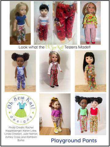 Oh Sew Kat WellieWishers Playground Pants 14.5" Doll Clothes Pattern larougetdelisle