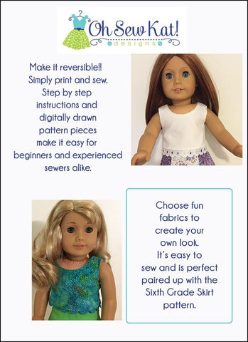 Oh Sew Kat 18 Inch Modern Popsicle Top 18" Doll Clothes Pattern larougetdelisle