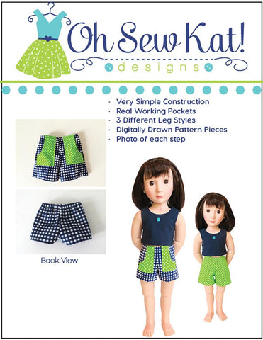 Oh Sew Kat A Girl For All Time Sandbox Shorts Pattern For AGAT Dolls larougetdelisle