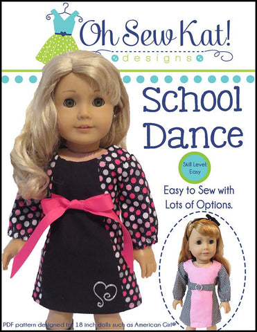 Oh Sew Kat 18 Inch Modern School Dance Dress 18" Doll Clothes Pattern larougetdelisle