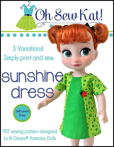 Oh Sew Kat Disney Doll Sunshine Dress Pattern for Disney Animator Dolls larougetdelisle