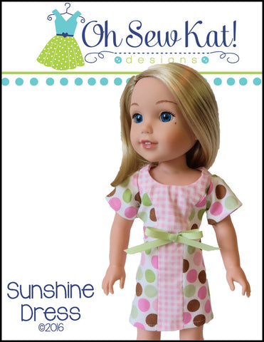 Oh Sew Kat WellieWishers Sunshine Dress 14.5" Doll Clothes Pattern larougetdelisle