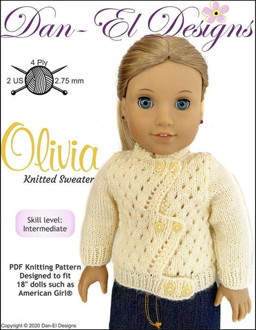 Dan-El Designs Knitting Olivia 18" Doll Knitting Pattern larougetdelisle