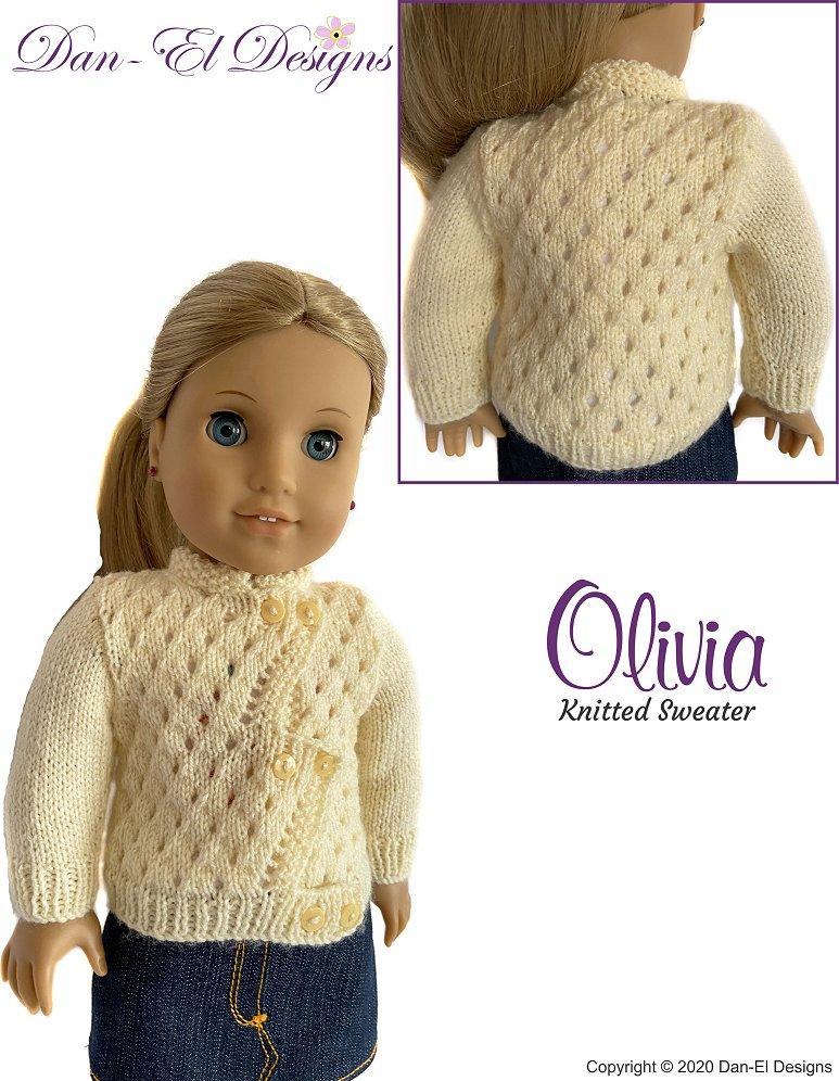 DanEl Designs Olivia Doll Clothes Knitting Pattern 18 inch American