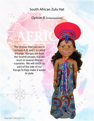 Via E Dollfriends South African Zulu Hat Doll Clothes Pattern For Dollfriends larougetdelisle