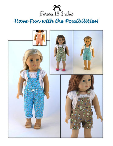 Forever 18 Inches 18 Inch Modern NOT!  Your Mama's Overalls 18" Doll Clothes larougetdelisle