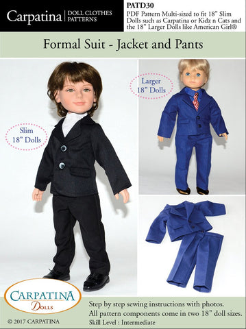 Carpatina Dolls 18 Inch Boy Doll Formal Suit - Jacket and Pants Multi-sized Pattern for Regular and Slim 18" Boy Dolls larougetdelisle