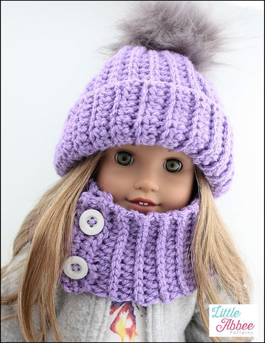 Little Abbee Crochet Kaleidoscope Hat and Cowl Crochet Pattern for 18" Dolls larougetdelisle