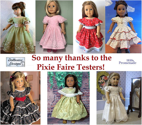 Dollhouse Designs 18 Inch Historical 1850s Promenade 18" Doll Clothes Pattern larougetdelisle