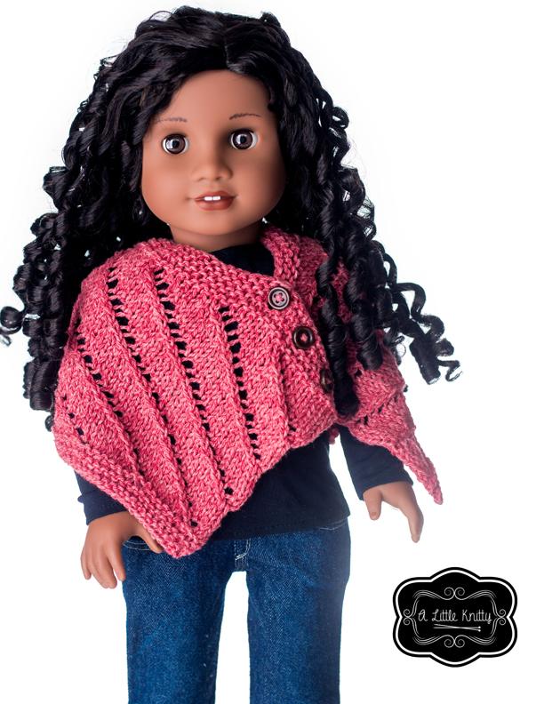 A Little Knitty Pamela Poncho Doll Clothes Pattern 18 Inch