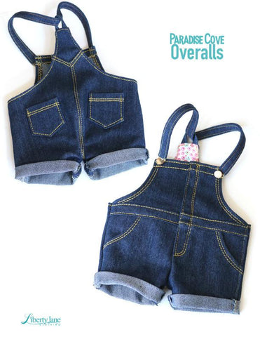 Liberty Jane 18 Inch Modern Paradise Cove Overalls 18" Doll Clothes Pattern larougetdelisle