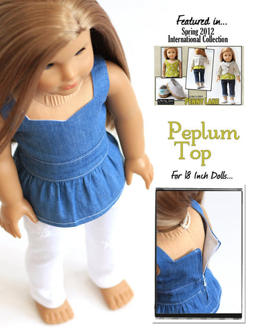 Liberty Jane 18 Inch Modern Peplum Top 18" Doll Clothes Pattern larougetdelisle
