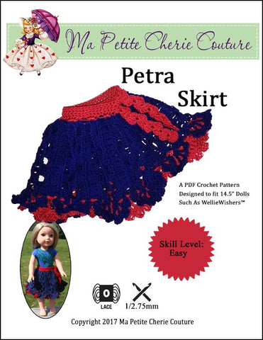 Mon Petite Cherie Couture WellieWishers Petra Skirt 14.5" Doll Clothes Crochet Pattern larougetdelisle