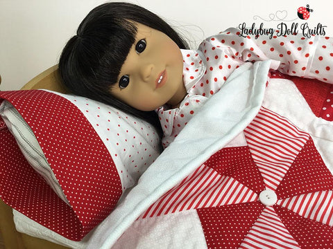 Ladybug Doll Quilts Quilt Pinwheel Party 18" Doll Quilt Pattern larougetdelisle