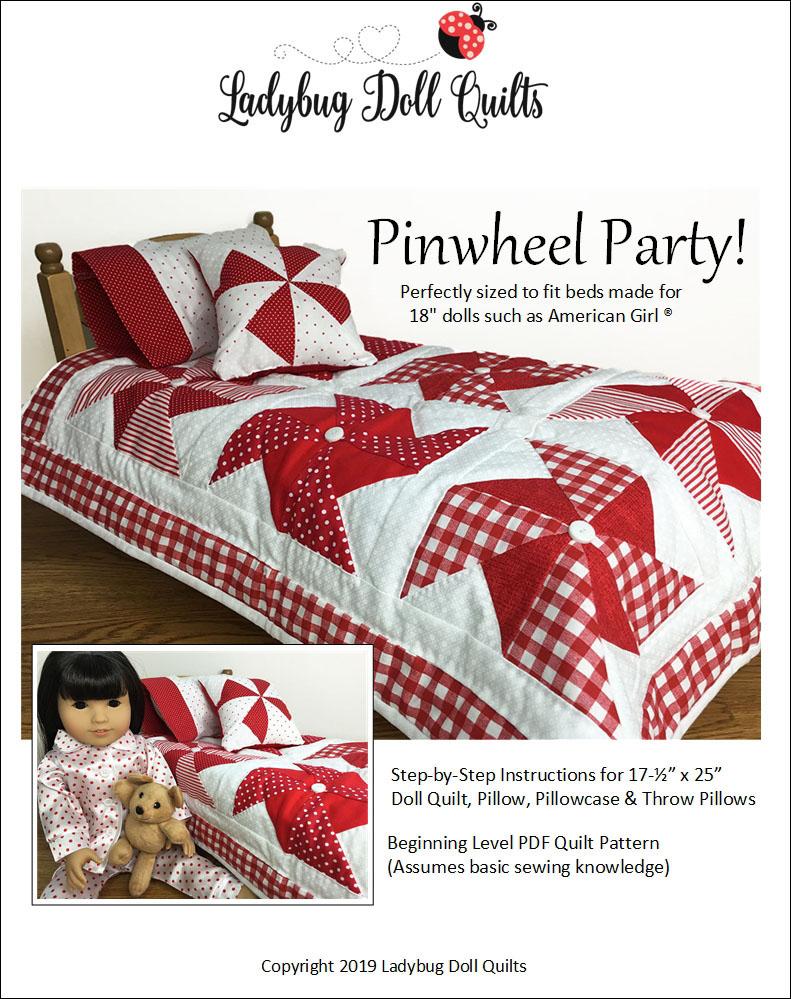 Ladybug Doll Quilts Pinwheel Party 18 Doll Quilt Pattern Pixie