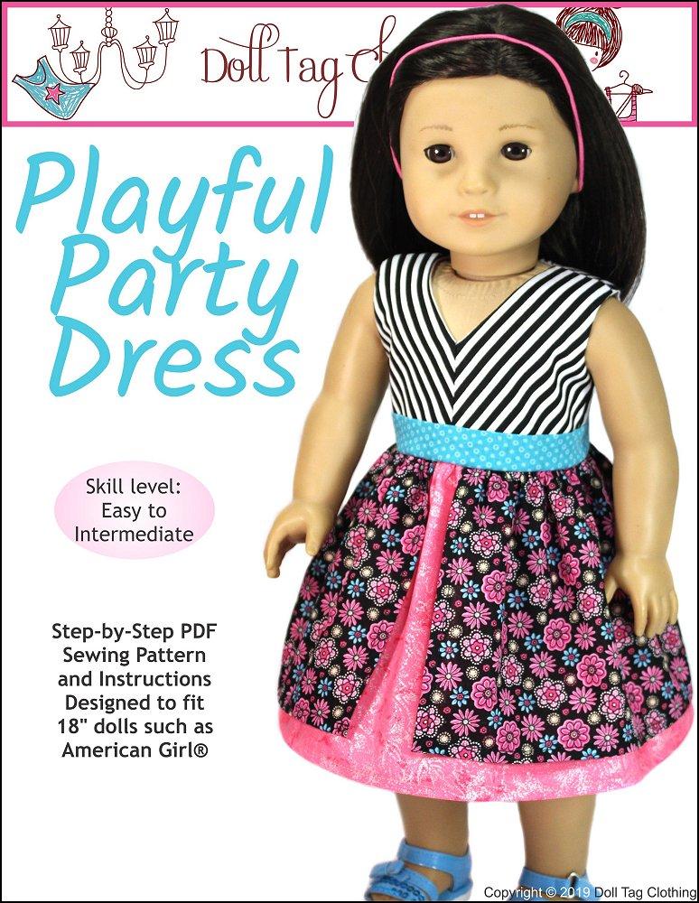 Doll Tag Clothing Playful Party Dress Doll Clothes Pattern 18 Inch