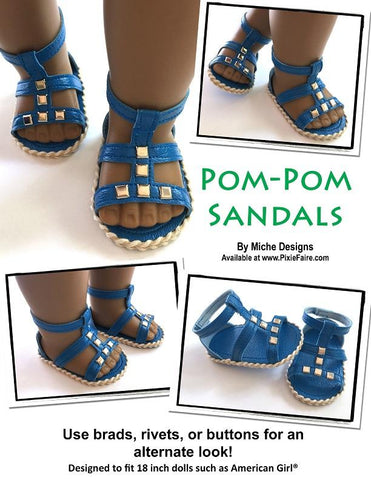 Miche Designs Shoes Pom-Pom Sandals 18" Doll Shoe Pattern larougetdelisle