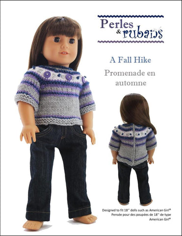 Perles & Rubans Knitting A Fall Hike 18" Doll Clothes Knitting Pattern larougetdelisle