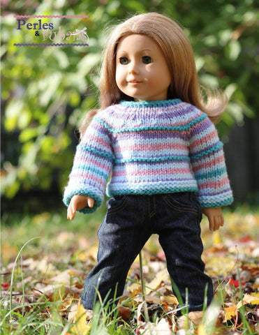 Perles & Rubans Knitting A Fall Hike 18" Doll Clothes Knitting Pattern larougetdelisle