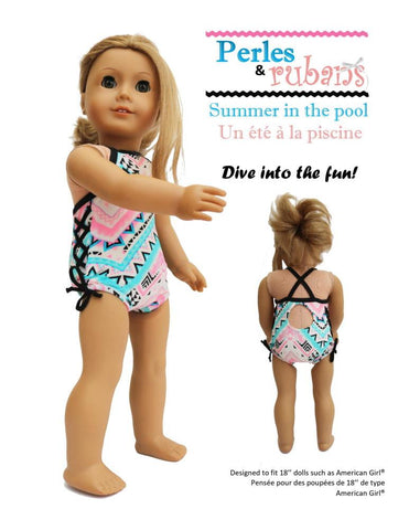 Perles & Rubans 18 Inch Modern Summer In The Pool 18" Doll Clothes Pattern larougetdelisle