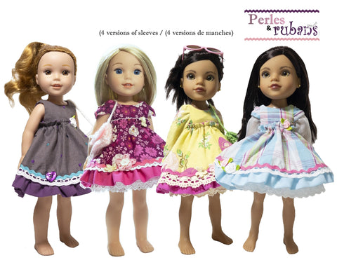 Perles & Rubans WellieWishers Little Flowers 13-14.5" Doll Clothes Pattern larougetdelisle