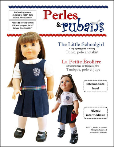 Perles & Rubans 18 Inch Modern The Little Schoolgirl 18" Doll Clothes Pattern larougetdelisle