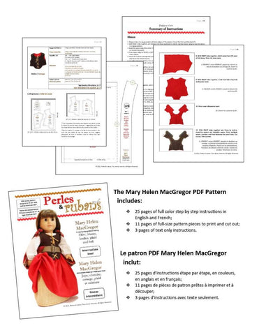 Perles & Rubans 18 Inch Historical Mary Helen MacGregor 18" Doll Clothes Pattern larougetdelisle