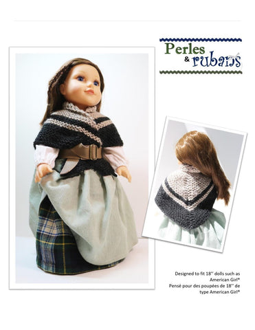 Perles & Rubans Knitting Scottish Shawls 18" Doll Clothes Knitting Pattern larougetdelisle