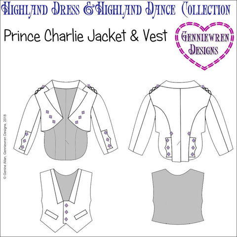 Genniewren 18 Inch Modern Prince Charlie Jacket and Vest 18" Doll Clothes Pattern larougetdelisle