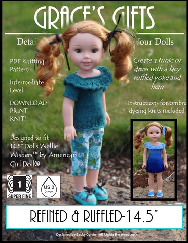 Grace's Gifts WellieWishers Refined & Ruffled Knitting Pattern for 14.5" Dolls larougetdelisle