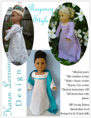 Karen Lorraine Design 18 Inch Historical Regency Style 18" Doll Clothes Pattern larougetdelisle