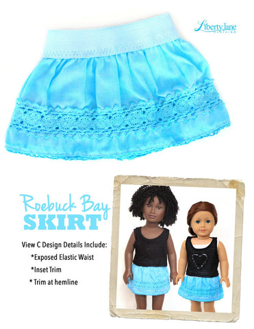 Liberty Jane 18 Inch Modern Roebuck Bay Skirt 18" Doll Clothes Pattern larougetdelisle